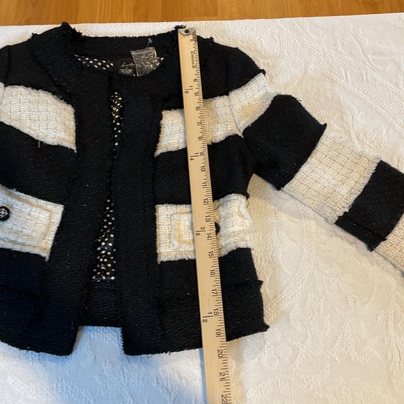 Twenty One Jacket Black White Sparkle Chic Small Crop Bolero - Picture 12 of 12